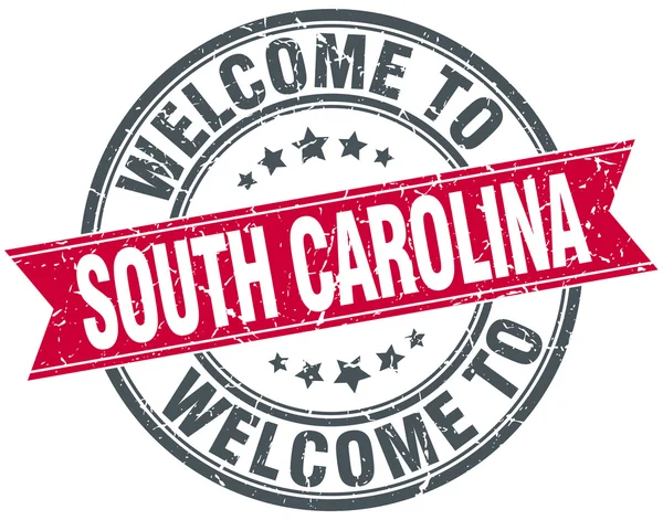 Bienvenido a Carolina del Sur rojo ronda sello vintage — Vector de stock