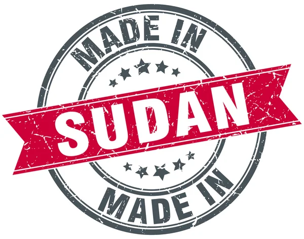 Made in Sudan red round vintage stamp — Stock Vector