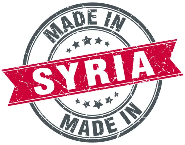Suriye kırmızı yuvarlak vintage damga yapılan — Stok Vektör