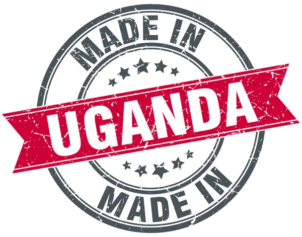 Gemaakt in Oeganda rode ronde vintage stempel — Stockvector