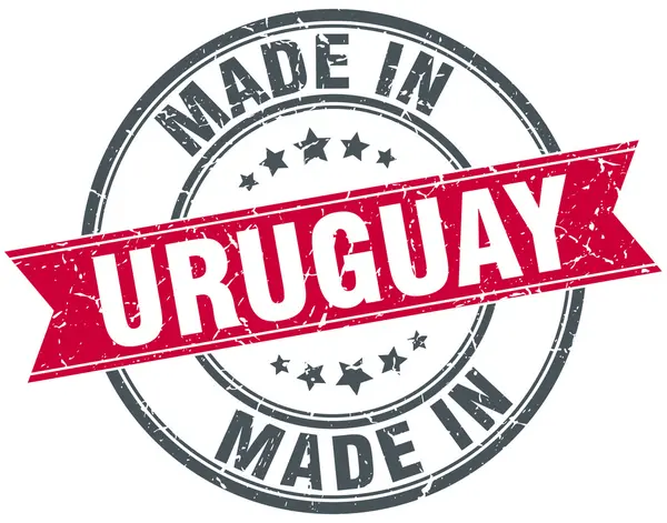 Hecho en Uruguay sello redondo rojo vintage — Archivo Imágenes Vectoriales