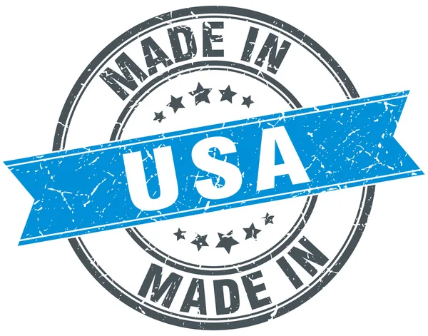 Made in USA blue round vintage stamp — стоковый вектор