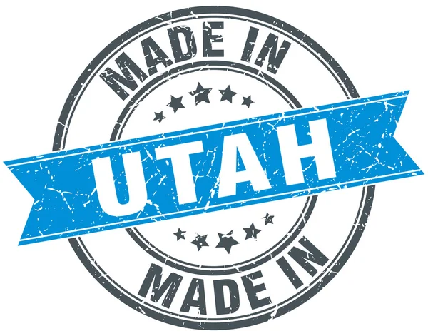 Gemaakt in Utah blauwe ronde stempel van vintage — Stockvector