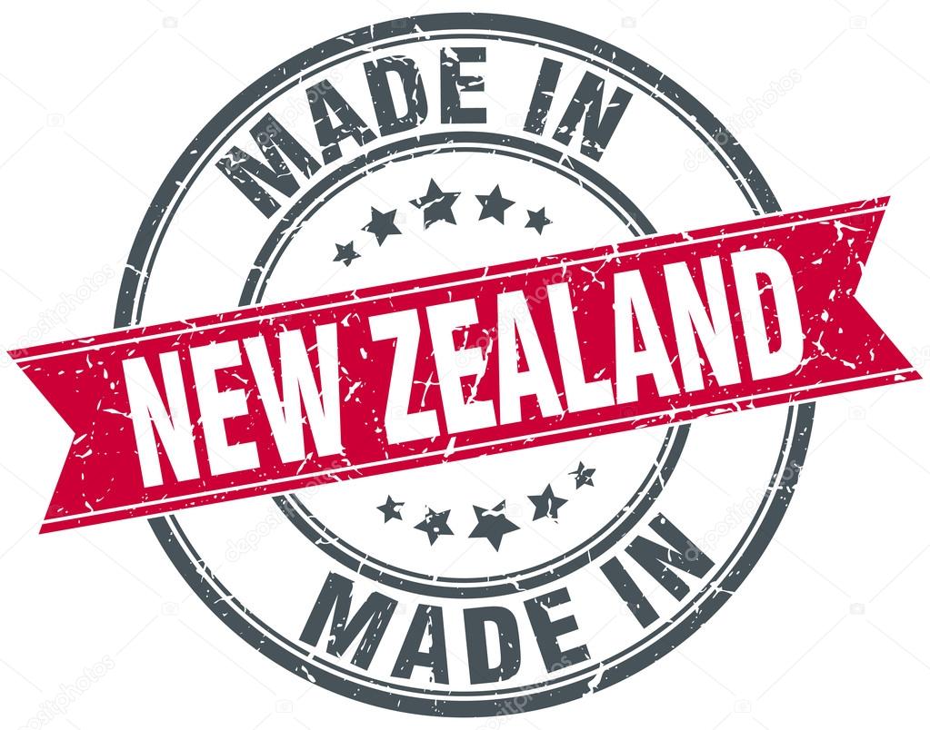 made in New Zealand red round vintage stamp