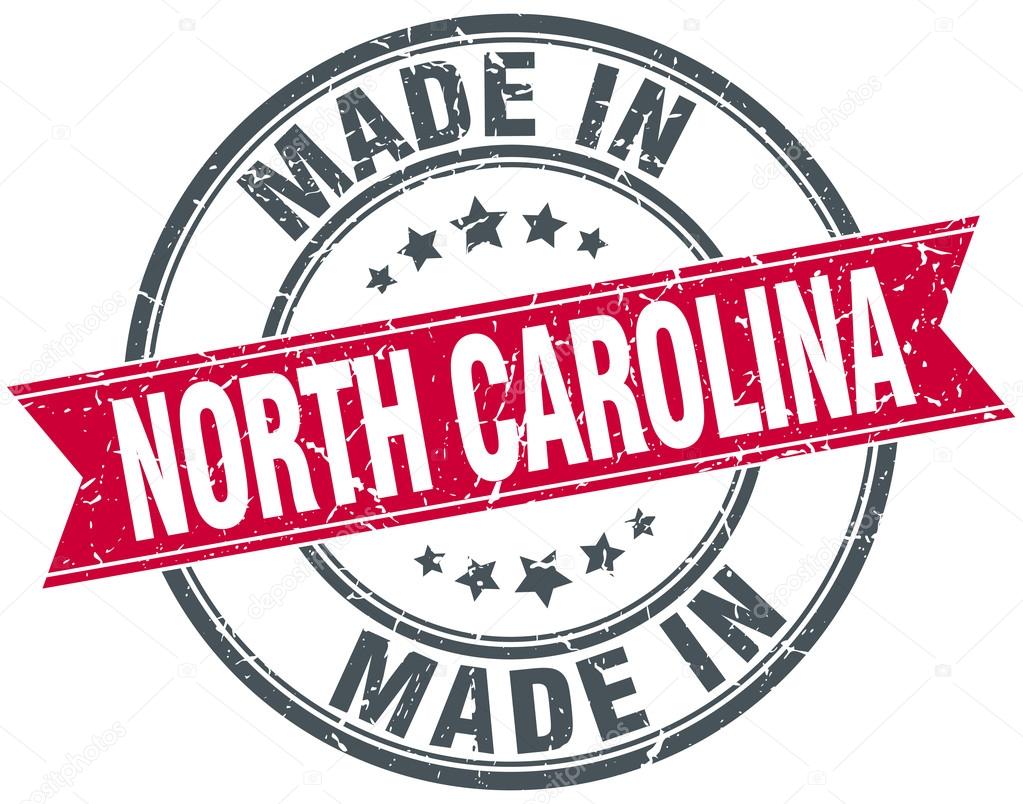 made in North Carolina red round vintage stamp