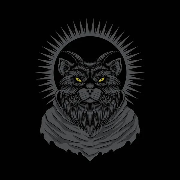 Satanic Gato Vector Ilustración Para Empresa Marca — Vector de stock