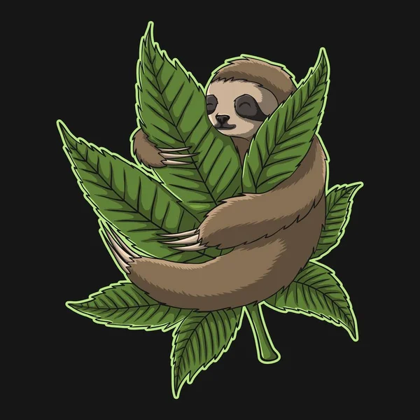 Şirketiniz Veya Markanız Için Sloth Hug Weed Vektör Çizimi — Stok Vektör