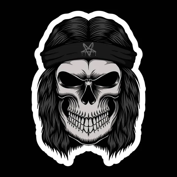 Skull Rocker Head Stickers Vector Illustration Your Company Brand — Stock Vector