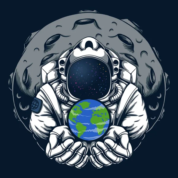 Astronaut Bezpečné Země Vektorové Ilustrace Pro Vaši Společnost Nebo Značku — Stockový vektor