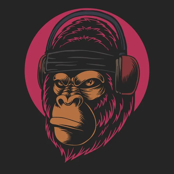 Gorilla Ακουστικά Διανυσματική Απεικόνιση Για Την Εταιρεία Εμπορικό Σήμα Σας — Διανυσματικό Αρχείο