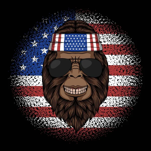 Ilustrasi Vektor Bandana Bigfoot America Untuk Perusahaan Atau Merek - Stok Vektor