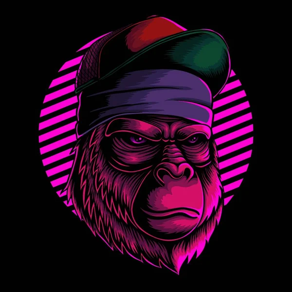 Cool Gorilla Fej Vektor Illusztráció Cég Vagy Márka — Stock Vector