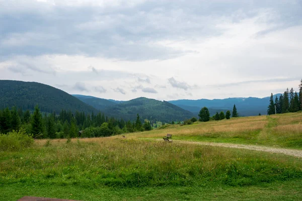 从罗马尼亚Borsec仙境的入口看到的山脉景观 — 图库照片