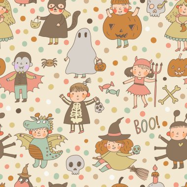 Cadılar Bayramı Dikişsiz desen çizgi film