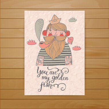 hipster denizci, karikatür kart