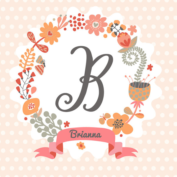 Floral wreath with letter B