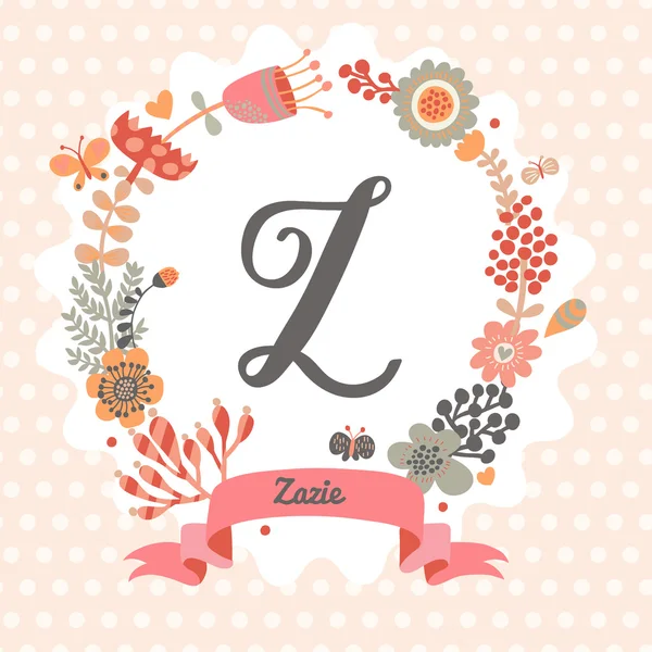 Couronne florale avec lettre Z — Image vectorielle