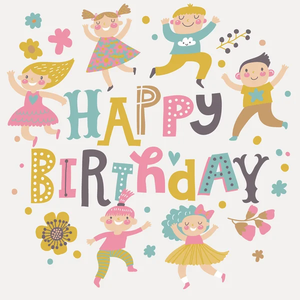 Happy birthday cartoon card — Stock Vector