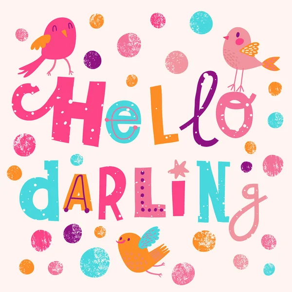 Hello darling romantic card — Stock Vector