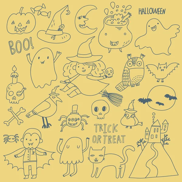 Halloween desenho animado conjunto —  Vetores de Stock