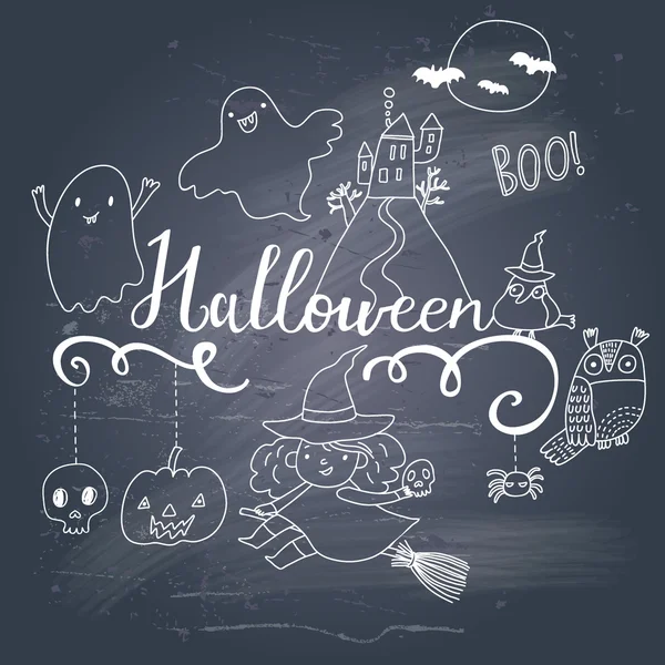 Carta di Halloween in stile cartone animato — Vettoriale Stock