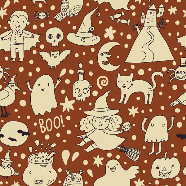 Halloween seamless cartoon pattern — Stock Vector