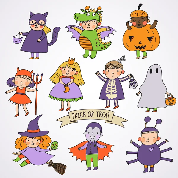 Cartoon halloween concept set — Stock Vector