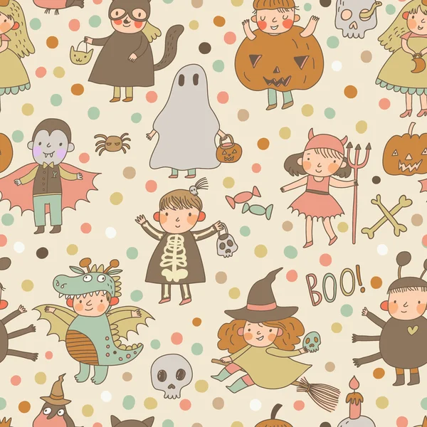 Cartoon Halloween seamless pattern — Stock Vector