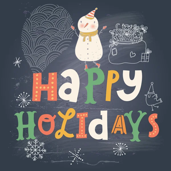 Happy holidays cartoon card — Stock Vector