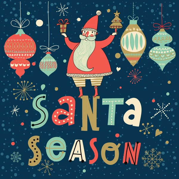 Santa season, holiday card — Stock Vector