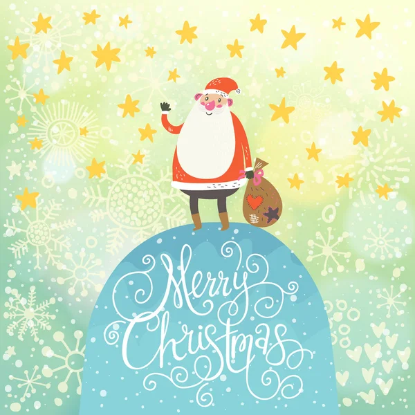 Dessin animé Joyeux Noël carte — Image vectorielle