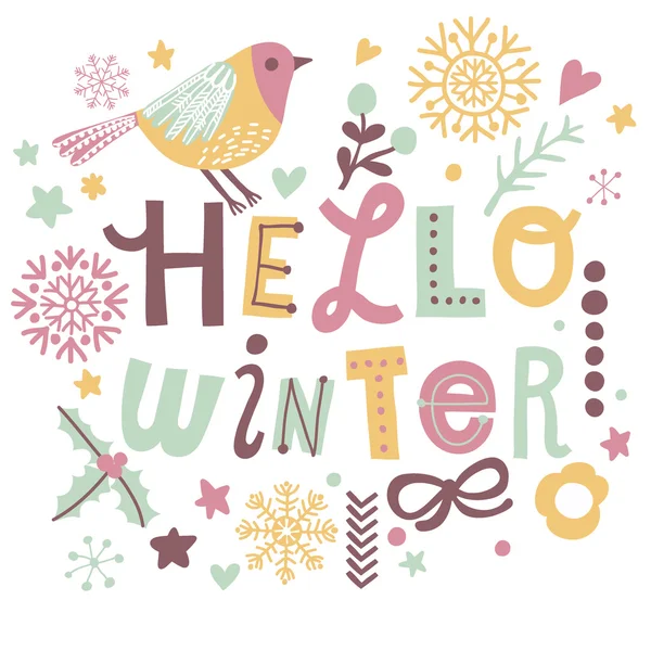 Winter card with bird — Stock Vector