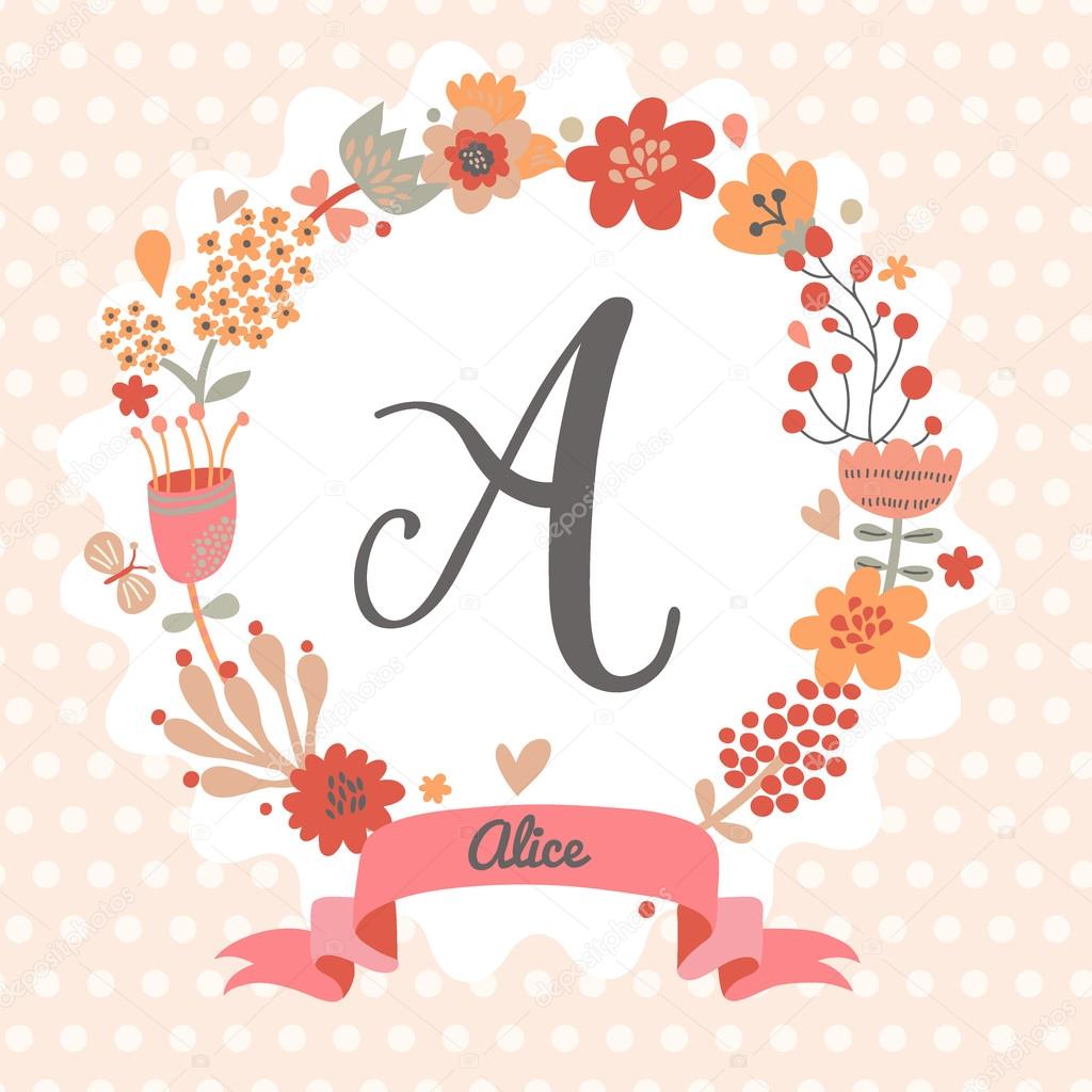 Floral wreath with letter A