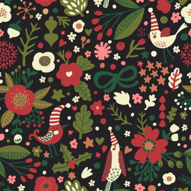 kuşlar ile Noel desen