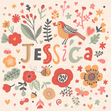 Adı Jessica ile güzel çiçek kartı