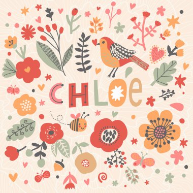 güzel çiçek kartı adı Chloe ile