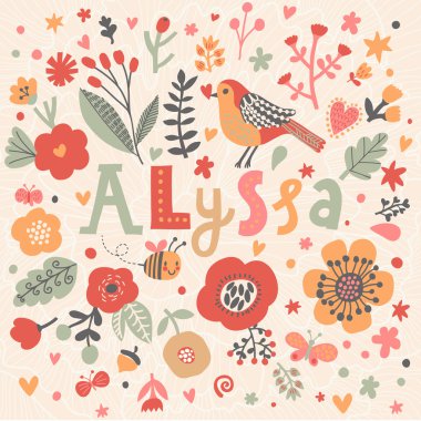 güzel çiçek kartı adı Alyssa ile