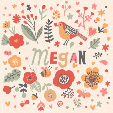 güzel çiçek kartı adı Megan ile