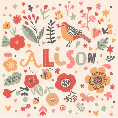 güzel çiçek kartı adı Alison ile
