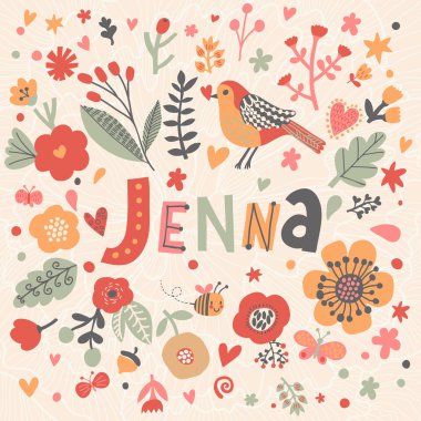 güzel çiçek kartı adı Jenna ile