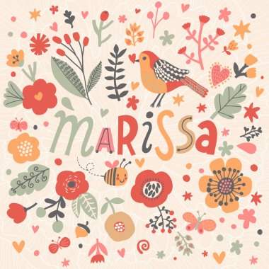 güzel çiçek kartı adı Marissa ile