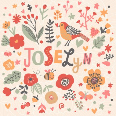 güzel çiçek kartı adı Joselyn ile