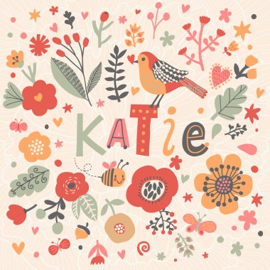 Adı Katie ile güzel çiçek kartı