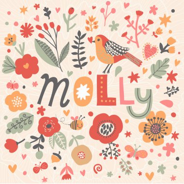 güzel çiçek kartı adı Molly ile
