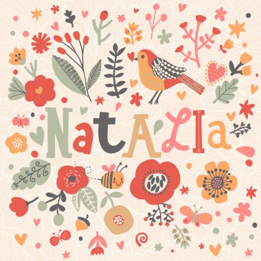 adı Natalia ile çiçek kartı