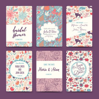 Düğün romantik kartlar koleksiyonu