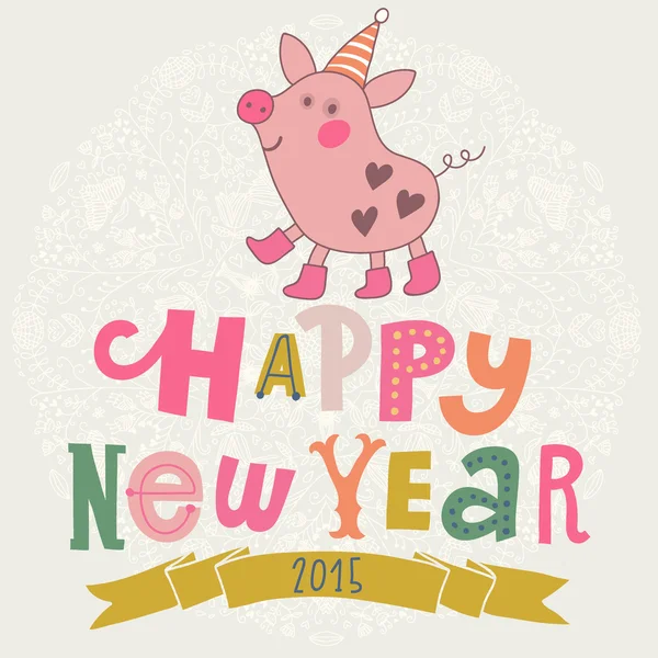 New year card with pig — Stock Vector