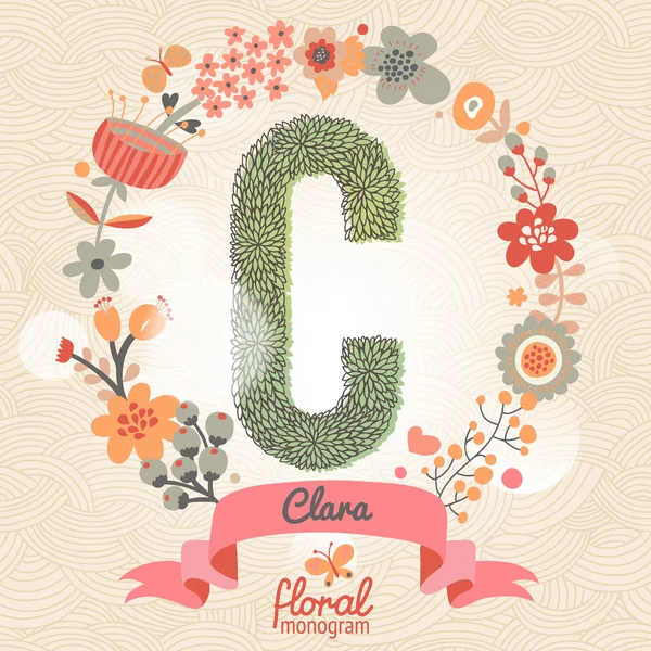 Κομψό floral γράμμα C — Διανυσματικό Αρχείο