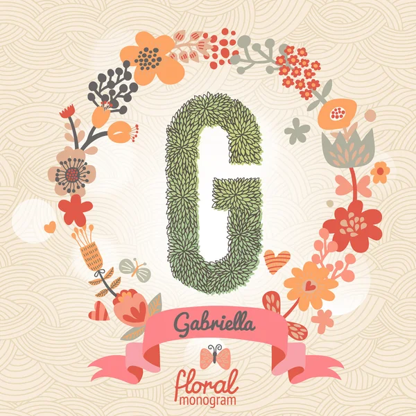 Κομψό floral γράμμα G — Διανυσματικό Αρχείο