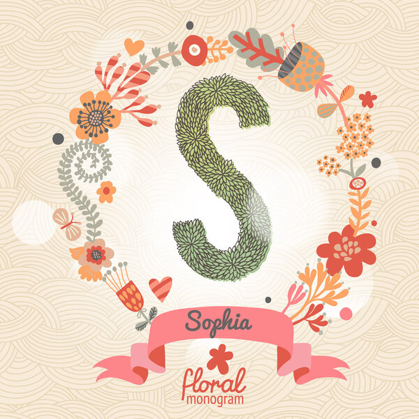 Stylish floral letter S